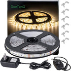 Warm LED Strip Lights, Waterproof cuttable 300 SMD 2835 LED Tape, 6000K 12V Flexible Ribbon, Kitchen Cabinet Lighting, Outdoor/Indoor (Warm(16.4ft))