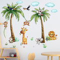 Jungle Animal Wall Stickers Forest Safari Wall Decals Kid Room Nursery Baby Bedroom Décor (Brown Tung Tree Toucan)