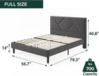 ZINUS Judy Upholstered Platform Bed Frame, Mattress Foundation, Wood Slat Support, No Box Spring Needed, Eco Friendly WonderBox (TM), Easy Assembly, Dark Grey, Full