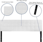Flash Furniture Bedford Tufted Upholstered King Size Headboard in White Fabric