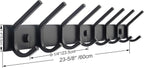 WEBI Coat Rack Wall Mounted,8 Coat Hooks for Hanging Coats,24" Heavy Duty Metal Double Hook Rack Rail Coat Hanger Wall Mount for Clothes Entryway Jacket,Black