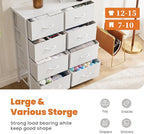 Sweetcrispy Dresser for Bedroom, Chest Organizer Unit with 8 Fabric Bins, Fabric Storage Tower, Drawer Organizer with Steel Frame, Wooden Top for Nursery, Living Room, Closet