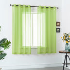 DUALIFE Lime Green Voile Sheer Curtains Grommet,Look Semi Sheer Windows Panels,Elegant Solid Color Touch Soft Drapes, 52X45 Inch for Living Room Bedroom,Set of 2 Panels