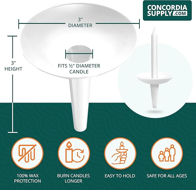 Concordia Supply Candlelight Service Reusable Plastic Candle Holders for Candlesticks - 50 Pcs. Protector for Church Vigils, Memorial, Congregational, & Christmas Eve Candles