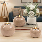 Radicaln Marble Tealight Candle Holder 4" Inches Verona Handmade Set of 3 Mini Votive Candle Holders for Wedding Table Setting, Ideal Bathroom, Bedroom & Kitchen Table Candle Accent