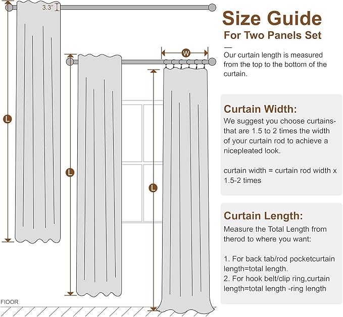 KangBang 2Pcs Extra Wide Blackout Linen Curtains & Drapes 108 Inch Length for Hall Large Windows, Back Tab/Rod Pocket/Hook Belt Black Out Curtains for Living Room Patio Sliding Door(84x108, Biscuit)