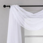 Chyhomenyc Extra Long White Sheer Curtains 144 inch 2 Panels, Translucent Backdrop Window Scarf Drapes for Canopy Bed/Wedding/Living Room/Anniversary, 12FT Length, Each 59Wx144L in, 2PCS
