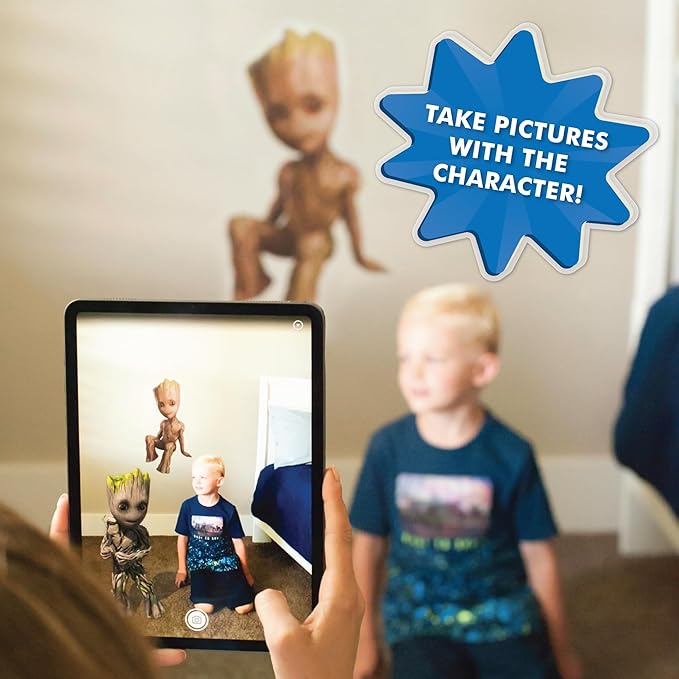 Wall Palz Marvel Guardians of The Galaxy Baby Groot Wall Decal - Peel and Stick Wall Stickers with 3D Augmented Reality Interaction - 21" Groot Stickers - Marvel Room Decor