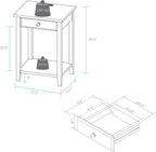 Casual Home Owl White Night Stand with USB Port , 17.5 in x 14.25 in x 24.5 in (W x L x H)