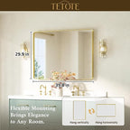 TETOTE Gold Bathroom Mirror 40 x 30 Inch Brushed Gold Metal Framed Vanity Mirror, Tempered Glass, Wall Mounted for Bathroom, Entryway, Bedroom, Living Room(Horizontal/Vertical)