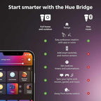 Philips Hue Smart Light Bulbs Starter Kit, Includes (1) Bridge, (2) 60W A19 Bulbs, White and Color Ambiance LED Color Changing Lights, 800LM, E26, Control with App or Voice Assistant