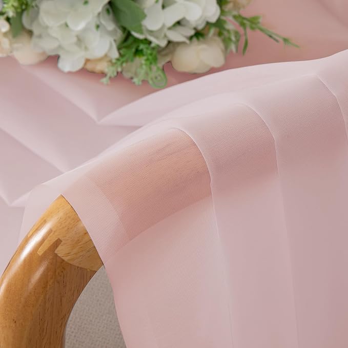 OWEINE Sheer Curtains 90 Inches Long 2 Panels Set, Light Filtering Fimly Voile Solid Blush Window Curtain Panels for Living Room Bedroom, Soft Voile Sheer Curtains & Drapes, Total 84 Inches Width