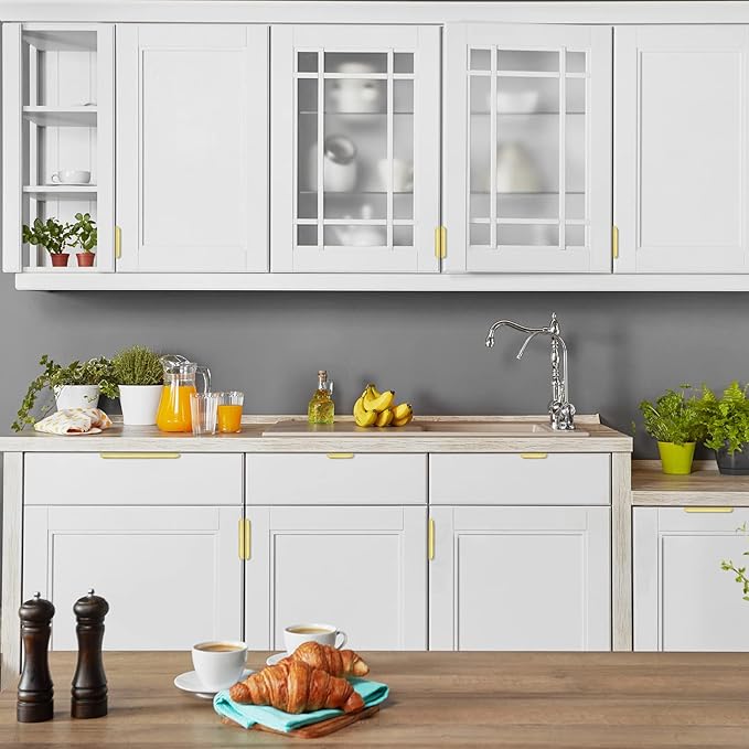 Ravinte Hardware 30 Pack Gold Cabinet Handles, 11.8 Inch (300mm) Finger Edge Pulls, 8.8 Inch Hole Center, Finger Pulls for Cabinets