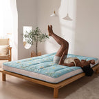 MAXYOYO Rustic Floral Korean Futon Mattress, Padded Japanese Floor Mattress Quilted Bed Mattress Topper, Extra Thick Folding Sleeping Pad Breathable Floor Lounger Guest Bed for Camping Couch, Queen