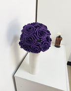 Dark Purple Artificial Roses 50 PCS Flowers with Stem, Fake Rose Heads Bouquets for DIY Wedding Decorations Centerpieces Arrangements Party Home Garden Porch Window Decor