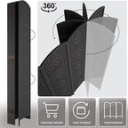 Rose Home Fashion 6 ft Tall Room Divider, Room Dividers and Folding Privacy Screens, 15.7in Privacy Screen 4 Panel Partition Temporary Wall Separation for Private, Black