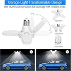 2Pack LED Garage Ceiling Lights, 4 Adjustable Panels, 5000Lumen, E26 6500K Daylight Shop Lights for Garage, Kitchen, Indoor, Attic