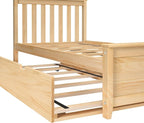 Max & Lily Twin Bed, Wood Bed Frame with Headboard For Kids with Trundle, Slatted, Natural