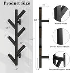 Vlush Wall Mounted Metal Coat Rack with 6 Hooks Modern Minimalist clothes rack, Upright Coat Rack for Hanging Clothes, Hats, Hanging Bags and Scarves Entrance Wall Iron Coat Racks (Black)