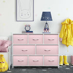 Sorbus Kids Dresser with 8 Drawers - Chest Organizer Unit with Steel Frame Wood Top & Handle, Fabric Bins for Clothes - Wide Furniture for Bedroom Hallway Kids Room Nursery & Closet