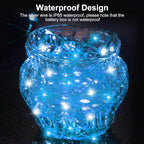 btfarm 30 Pack Fairy Lights Battery Operated [3 Modes], 7ft 20 Led Twinkle Lights String Lights Waterproof Bulk Small Mini Silver Wire for Christmas Mason Jars Wedding Table Centerpiece, Blue White