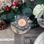 Crystal Lotus Flower Tealight Candle Holders/Glass Tea Light Candlestick Decor Decoration for Christmas Home Wedding Party… (Blue 1pc)
