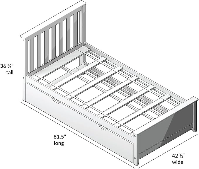 Max & Lily Twin Bed, Wood Bed Frame with Headboard For Kids with Trundle, Slatted, Natural
