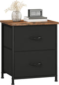 Somdot Nightstand, Small Dresser for Bedroom with 2 Drawers, Bedside Table Night Stand End Table with Fabric Bins for Bedroom Kids Closet Dorm Guest Room, Black Rustic Brown