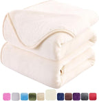 HOZY Soft Blanket King Size Fleece Warm Fuzzy Throw Blankets for The Bed Sofa Lightweight 350GSM Ivory 90"*108"