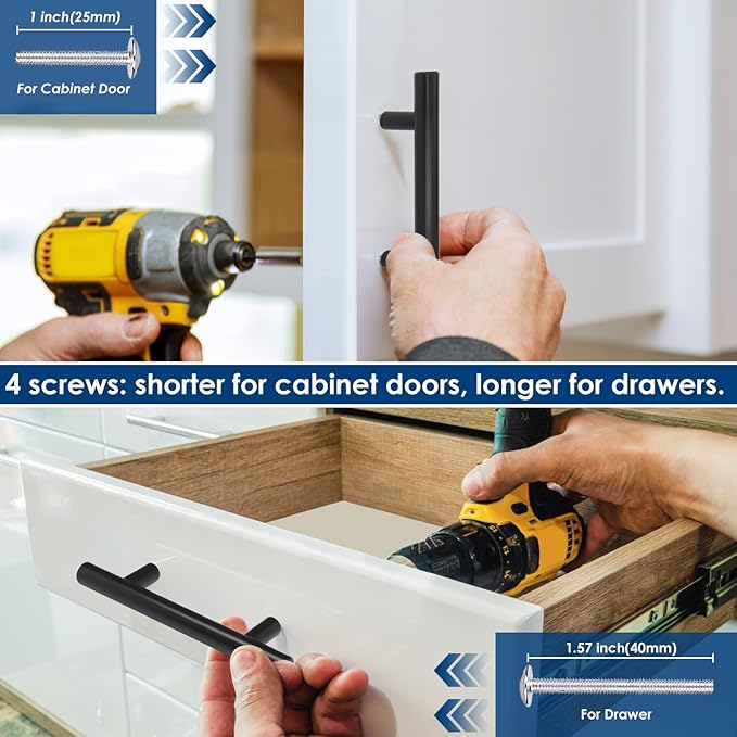 HBL' 24 Pack | 3 Inch Center to Center Matte Black Cabinet Pulls Kitchen Cabinet Handles,Made of Stainless Steel,Ideal for Cabinet,Drawer,Cupboard and Wardrobe.