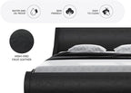 SHA CERLIN Modern Low Profile Platform Bed Frame Full Size, Stylish Faux Leather Upholstered Sleigh Bed with Adjustable Headboard, No Box Spring Needed, Glossy Black