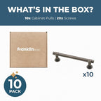 Franklin Brass - Francisco Heirloom Silver Cabinet Handles 4 Inch (4") Hole Center Pulls | Easy Install, Durable Hardware for Kitchen Cabinet Door, Drawers, Dresser Pull, Furniture (10 Pack)