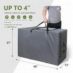 Cuddly Nest Folding Mattress Storage Bag - Heavy Duty Carry Case for Tri-Fold Guest Bed (Fits 4" Twin & Twin XL, Grey)