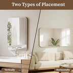 BEAUTYPEAK Wall Mounted Bathroom Mirror - 26" x 38" Silver Rectangular Aluminum Alloy Frame Mirror with Rounded Corners