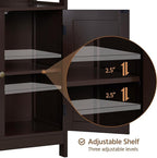 Yaheetech Bathroom Floor Storage Cabinet, Wooden Free Standing Storage Organizer with 2 Doors & Adjustable Shelf for Living Room, Hallway, Espresso