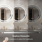 WallBeyond LED Bathroom Mirror with Lights, 20'' Round Light Up Bathroom Mirror for Wall with Front and Backlit, Anti Fog Led Mirror for Bathroom, 3 Colors and Dimmable Light