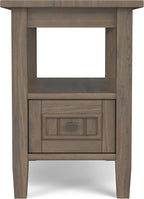 SIMPLIHOME Lev SOLID WOOD 14 Inch Wide Rectangle Transitional Narrow End Table in Smoky Brown, For the Living Room and Bedroom
