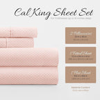 Linen Market Double-Brushed Patterned Microfiber California King Sheet Set 4 Piece – Oeko-TEX Certified Ultra Soft & Wrinkle-Free - 16" Deep Pocket Sheets Easy Care Cal-King Size - My Heart Pink
