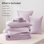Love's cabin Full Comforter Set Light Purple, 7 Pieces Full Bed in a Bag, All Season Bedding Sets with 1 Comforter, 1 Flat Sheet, 1 Fitted Sheet, 2 Pillowcase and 2 Pillow Sham
