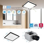 Tech Drive Bathroom Exhaust Fan with Light,80CFM 1.5Sone,Super Quiet Bathroom Ventilation Fan,1000lm Dimmable 3CCT LED Light 3000K/4000K/5000K Selectable, Energy Star Bath Fan, Decorative Black Trim