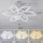 Ceiling Fan with Lights Remote Control, White Flower Ceiling Fan with Light, 3 Light Color Modern Low Profile Flush Mount Ceiling Fan for Kitchen Bedroom Living Room