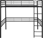 DHP Full Metal Loft Bed with Ladder, Space-Saving Design, Black, Full