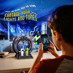 Galaxy Northern Lights Projector Plasma Ball with Charger, Night Light Aurora Projector for Kids with White Noise Alarm Clock, Christmas Gifts for Boys Teens, Kids Room Decor with Music