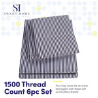 Full Size Bed Sheets - 6 Piece 1500 Supreme Collection Fine Brushed Microfiber Deep Pocket Full Sheet Set Bedding - 2 Extra Pillow Cases, Great Value, Full, Classic Stripe Navy