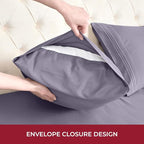 Mellanni RV Short Queen Sheets - 4 PC Iconic Collection Bedding - Hotel Luxury, Extra Soft, Cooling Bed Sheets - Deep Pocket up to 10 inch (RV/Short Queen, Hazy Lilac)