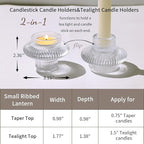Glass Candlestick Holders -10Pcs Taper Candle Holders Clear Candle Sticks Holder Decor Ribbed Glass Votive Candle Holder for Table Centerpiece Wedding Christmas Dinner Party