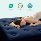Hansleep Twin Mattress Topper Viscose Derived from Bamboo, Memory Foam Pillow Top Mattress Topper Twin with Deep Pocket, Breathable Mattress Pad for Back Pain Relief, 39" x 75", Navy Blue