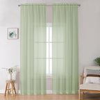 OWENIE Sheer Curtain 96 Inch Long 2 Panels Set, Light Filtering Clear Rod Pocket Soft Sheer Curtain 95 for Bedroom/Living Room, 2Pcs, Each 42" W x 96" L, Light Grey