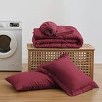 Love's cabin Twin XL Comforter Set Burgundy, 5 Pieces Twin XL Bed in a Bag, All Season Bedding Sets with 1 Comforter, 1 Flat Sheet, 1 Fitted Sheet, 1 Pillowcase and 1 Pillow Sham