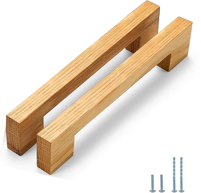 Burlywood Square 7-1/2in 6 pcs Wooden Drawer Pulls Handle pulls for cabinets Kitchen Cabinet Drawer pulls Cabinet Door Pull